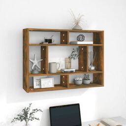 Berkfield Home Wall Shelf Smoked Oak 75x16x55 cm Engineered Wood in Brown - Size: 75 x 16 x 55 cm - thumbnail 1