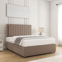 "BSSPOKE Zarah Divan Bed Plush Velvet 24"" Headboard 2 Drawers Footend Mattress in Bronze - Size: King" - thumbnail 3