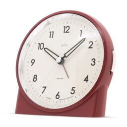 Acctim Arlo Non-Ticking Sweep Luminous Tipped Hands Analogue Backlight Alarm Clock in Dark Red - thumbnail 2