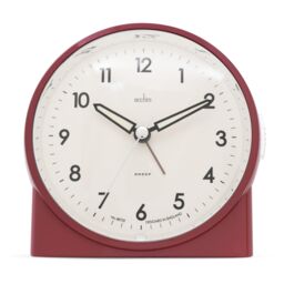 Acctim Arlo Non-Ticking Sweep Luminous Tipped Hands Analogue Backlight Alarm Clock in Dark Red - thumbnail 1