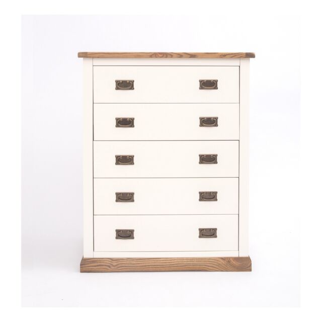 Cabinet Bits Tropea 5 Drawer Chest of Drawers Bras Drop Handle in Off-White - image 1