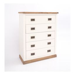 Cabinet Bits Tropea 5 Drawer Chest of Drawers Bras Drop Handle in Off-White - thumbnail 3