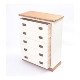 Cabinet Bits Tropea 5 Drawer Chest of Drawers Bras Drop Handle in Off-White - thumbnail 5