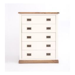 Cabinet Bits Tropea 5 Drawer Chest of Drawers Bras Drop Handle in Off-White - thumbnail 1