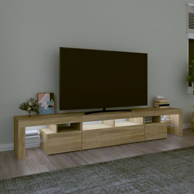 Berkfield Home TV Cabinet with LED Lights Sonoma Oak 230x36.5x40 cm in Light Oak - image 1