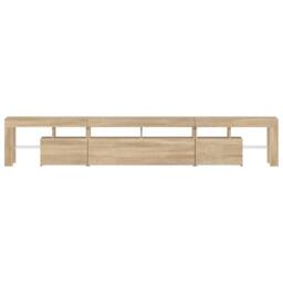 Berkfield Home TV Cabinet with LED Lights Sonoma Oak 230x36.5x40 cm in Light Oak - thumbnail 9