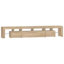 Berkfield Home TV Cabinet with LED Lights Sonoma Oak 230x36.5x40 cm in Light Oak - thumbnail 7