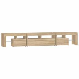 Berkfield Home TV Cabinet with LED Lights Sonoma Oak 230x36.5x40 cm in Light Oak - thumbnail 8
