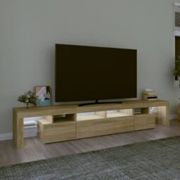 Berkfield Home TV Cabinet with LED Lights Sonoma Oak 230x36.5x40 cm in Light Oak