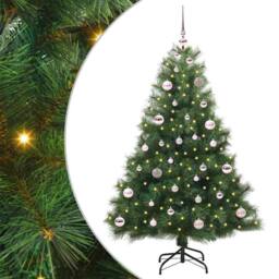 Berkfield Home Artificial Christmas Tree with 150 LEDs Green 150 cm PE & PVC - thumbnail 1