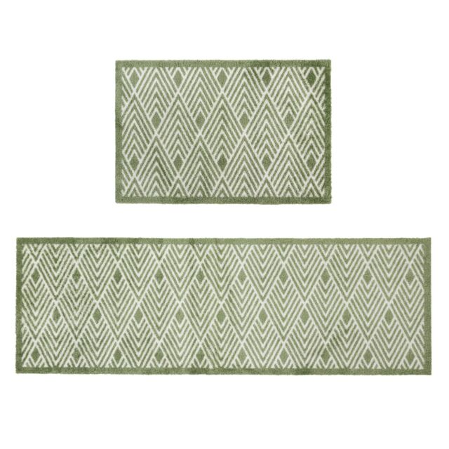 JVL Mega Doormat & Runner - Geo in Green - Size: 150 cm x 100 cm - image 1