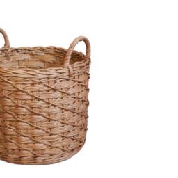 Lemon Pavilion Furniture and Decor Woven Round Rattan Log Basket with Handles (Set of 2) - Brown - thumbnail 2