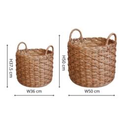 Lemon Pavilion Furniture and Decor Woven Round Rattan Log Basket with Handles (Set of 2) - Brown - thumbnail 7