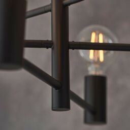Loops Semi Flush Ceiling Lamp Matt Black 6x Bulb Multi Light Industrial Urban Pendant - thumbnail 4