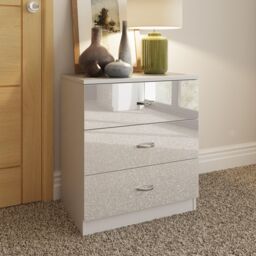 LUXURY LIFE Chilton Gloss White 3 Drawer Modern Chest of Drawers - thumbnail 2