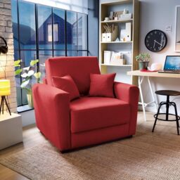 Abakus Direct Olly Linen Single Sofa Bed in Red - thumbnail 6