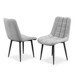 More4Homes Arlo White Marble Table Top W Oak Legs + Nova Velvet Dining Chair Set Of 6 in Grey - thumbnail 3