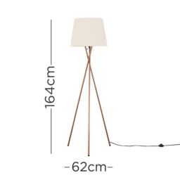 ValueLights Camden Copper Metal Tripod Floor Lamp with Beige Tapered Lamp Shade - thumbnail 9