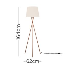 ValueLights Camden Copper Metal Tripod Floor Lamp with Beige Tapered Lamp Shade - thumbnail 5