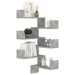 Berkfield Home Wall Corner Shelf 2 pcs Concrete Grey 40x40x50 cm Engineered Wood - Size: 40 x 40 x 50 cm - thumbnail 4