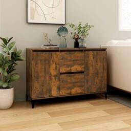 Berkfield Home Sideboard Smoked Oak 104x35x70 cm Engineered Wood in Brown - Size: 104 x 35 x 70 cm - thumbnail 7