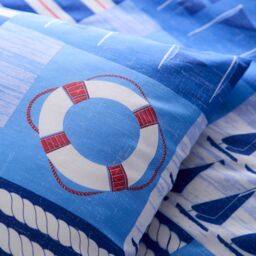 Portfolio Home Regatta Nautical Reversible Duvet Cover Quilt Set with Pillowcase in Blue - Size: Single - thumbnail 2