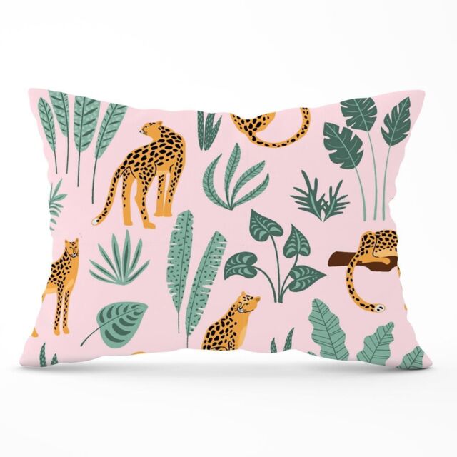 Warren Reed - Designer Hand Drawn Leopards Cushions in Pink - Size: 60 cm x 60 cm - image 1