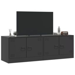 Berkfield Home TV Cabinets 2pcs Black 67x39x44 cm Steel - Size: 67 x 39 x 44 cm - thumbnail 4