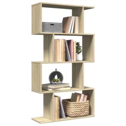 Berkfield Home Room Divider Bookcase 4-Tier Sonoma Oak 70x24x129 cm Engineered Wood in Brown - Size: 70 x 24 x 129 cm - thumbnail 1
