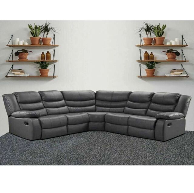 Snugg Furniture UK Limited Roman Leather Recliner 2 Corner sofa in Grey - image 1