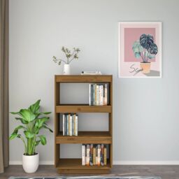 Berkfield Home Book Cabinet/Room Divider Honey Brown 60x35x103 cm Solid Wood Pine - Size: 60 x 35 x 103 cm - thumbnail 3