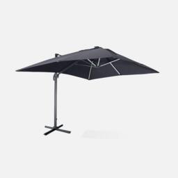 sweeek 3x4m Premium Rectangular Cantilever Parasol With Integrated Led Lights in Grey