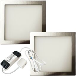 Loops 2x BRUSHED NICKEL Ultra-Slim Square Under Cabinet Kitchen Light & Driver Kit - Natural White LED in Metallics - thumbnail 1