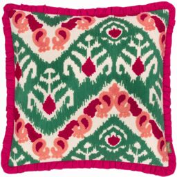 Paoletti Henderson Embroidered 100% Cotton Cushion in Pink - Size: 45 cm x 45 cm - thumbnail 2