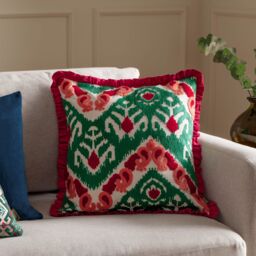 Paoletti Henderson Embroidered 100% Cotton Cushion in Pink - Size: 45 cm x 45 cm - thumbnail 1