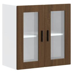 Berkfield Home Kitchen Wall Cabinet with Glass Door Porto Brown Oak - thumbnail 2