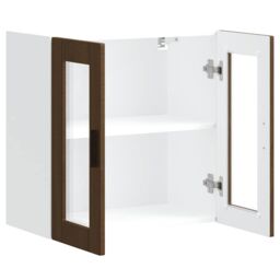 Berkfield Home Kitchen Wall Cabinet with Glass Door Porto Brown Oak - thumbnail 6