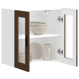 Berkfield Home Kitchen Wall Cabinet with Glass Door Porto Brown Oak - thumbnail 5