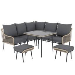 OUTSUNNY 6 Piece Garden Furniture Set Garden Sofa with Cushions in Light Brown - thumbnail 2