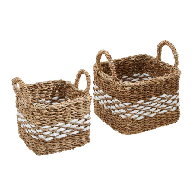 Orsina Lidi Set Of Two Square Seagrass Baskets in Natural - image 1