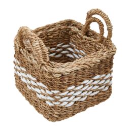 Orsina Lidi Set Of Two Square Seagrass Baskets in Natural - thumbnail 4