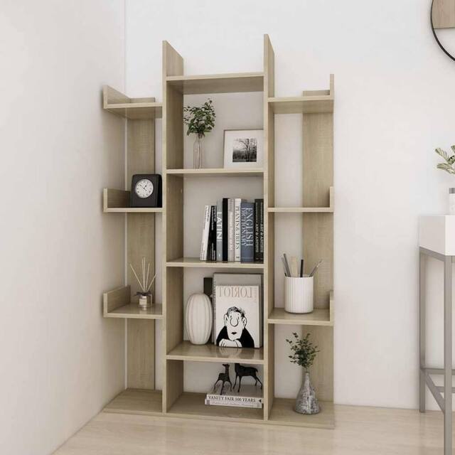Berkfield Home Full Book Cabinet Sonoma Oak 86x25.5x140 cm Engineered Wood in Natural - image 1