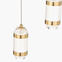 Ruma Gold Metal & White Glass LED Multi Drop Pendant - thumbnail 4