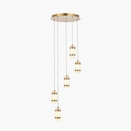Ruma Gold Metal & White Glass LED Multi Drop Pendant - thumbnail 2