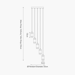 Ruma Gold Metal & White Glass LED Multi Drop Pendant - thumbnail 6