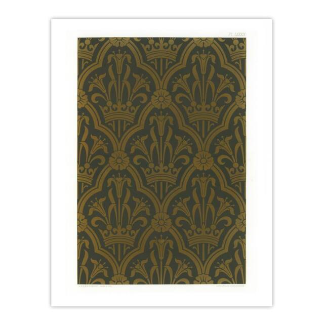 "Artery8 Lily & Crown Art Deco Pattern Audsley Wall Art Poster Print in Gold - Size: W18"" x H24""" - image 1