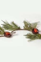Homescapes Festive Christmas Garland Artificial Pine & Robins Nests 5ft in Green - thumbnail 4