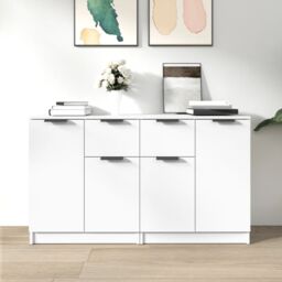 Berkfield Home Sideboards 2 pcs White 60x30x70 cm Engineered Wood - Size: 60 x 30 x 70 cm - thumbnail 1