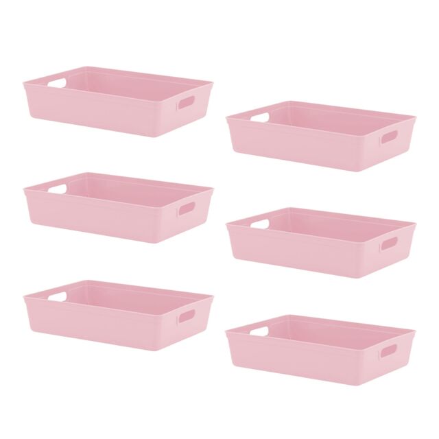 simpa 6L Plastic Studio Organiser Trays with Handles - Set of 6 in Pink - image 1