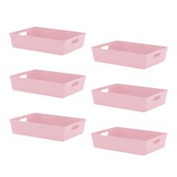 simpa 6L Plastic Studio Organiser Trays with Handles - Set of 6 in Pink - thumbnail 1